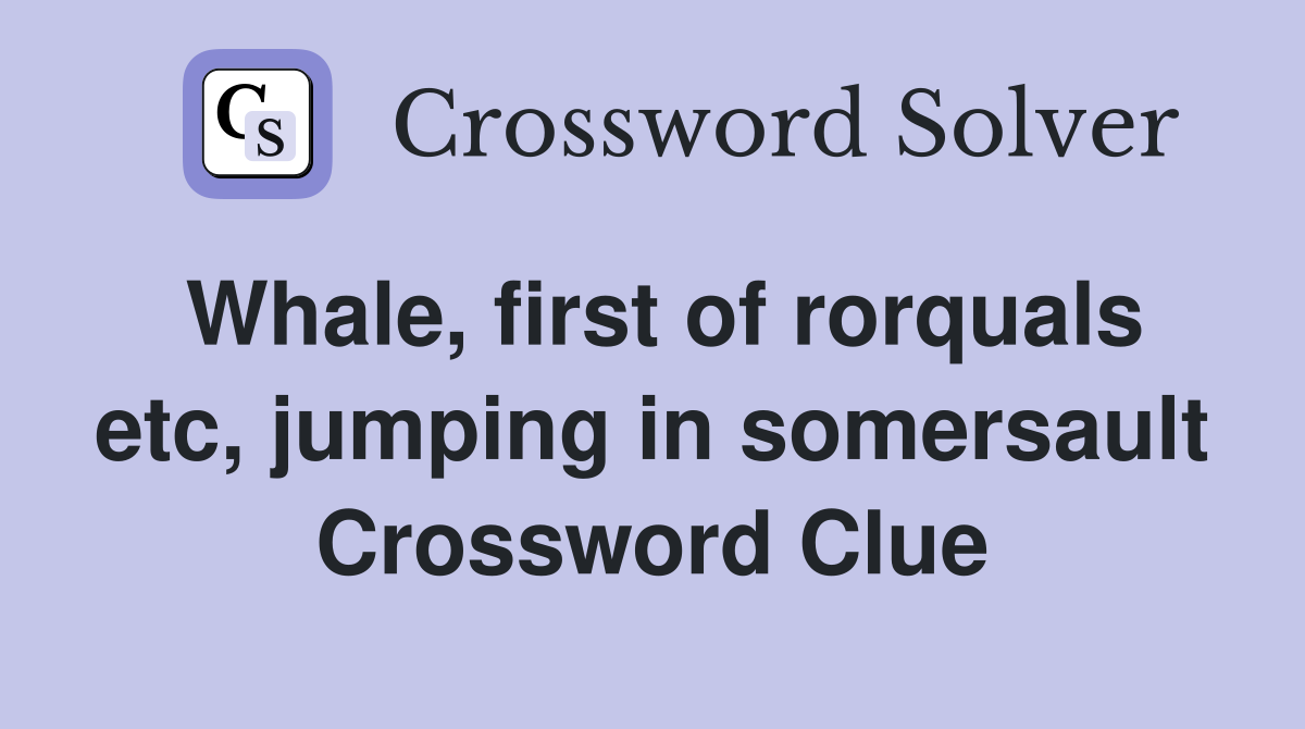 Whale, first of rorquals etc, jumping in somersault Crossword Clue