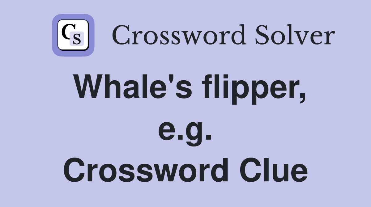 Whale's flipper, e.g. Crossword Clue