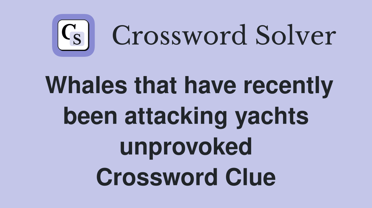 Whales that have recently been attacking yachts unprovoked Crossword Clue