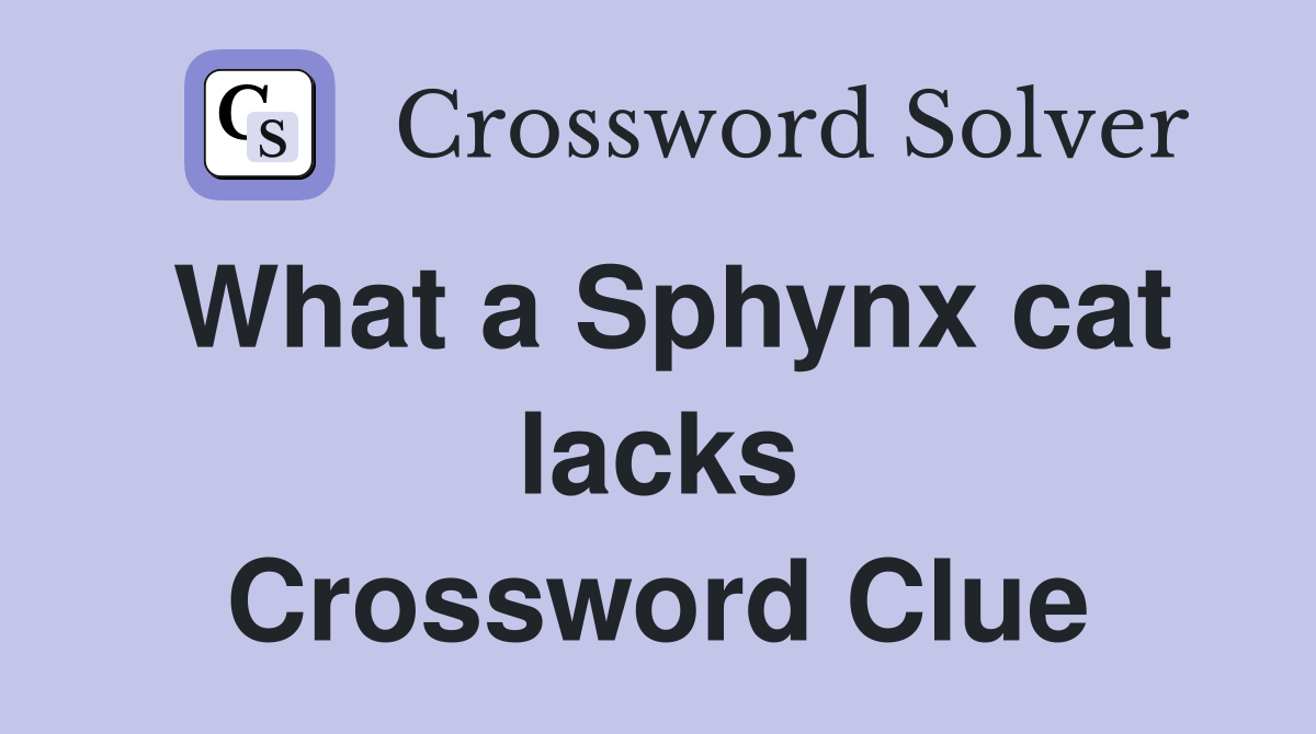 What a Sphynx cat lacks Crossword Clue