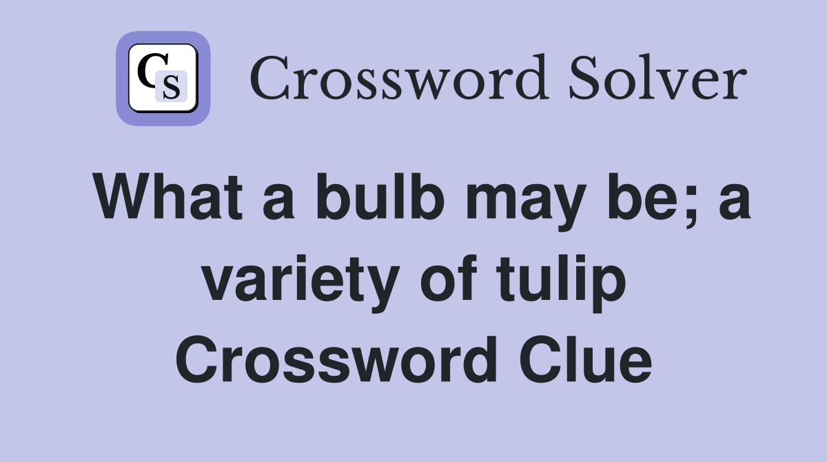 What a bulb may be; a variety of tulip Crossword Clue