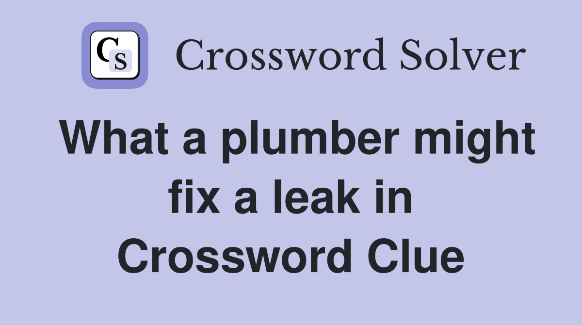 What a plumber might fix a leak in Crossword Clue