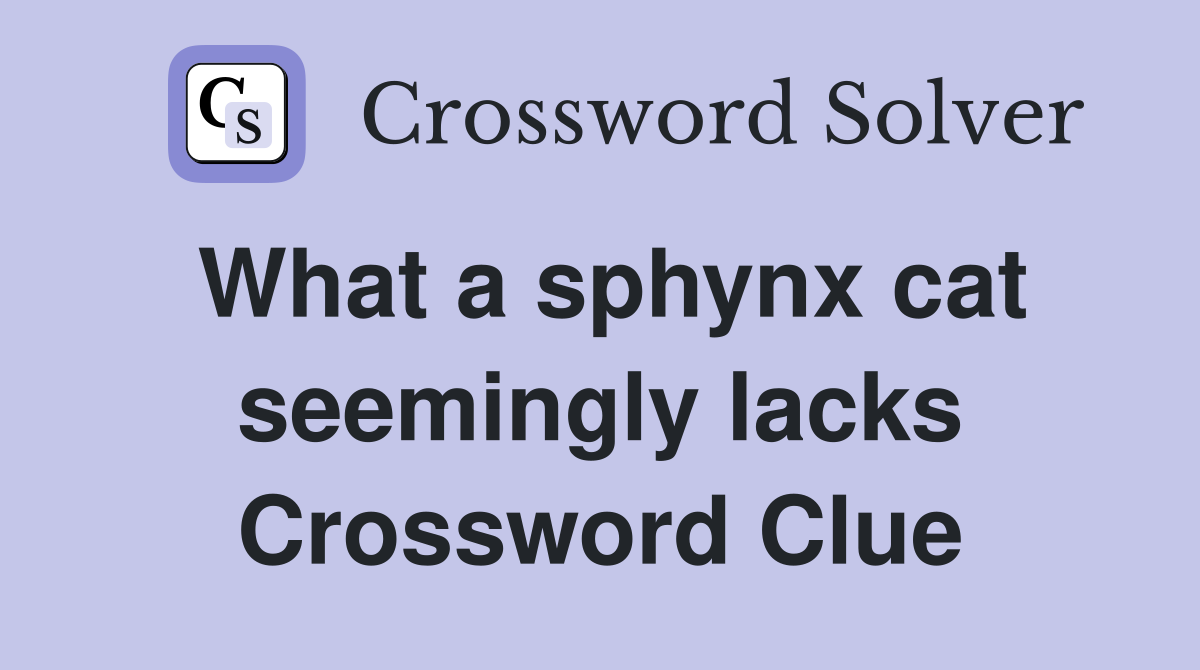 What a sphynx cat seemingly lacks Crossword Clue