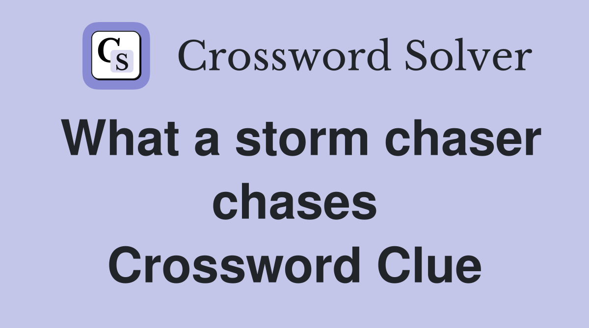 What a storm chaser chases Crossword Clue