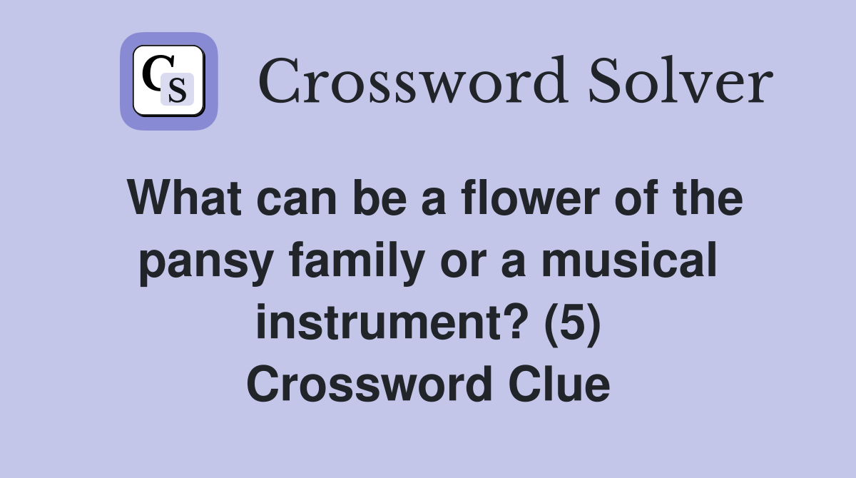 What can be a flower of the pansy family or a musical instrument? (5) Crossword Clue