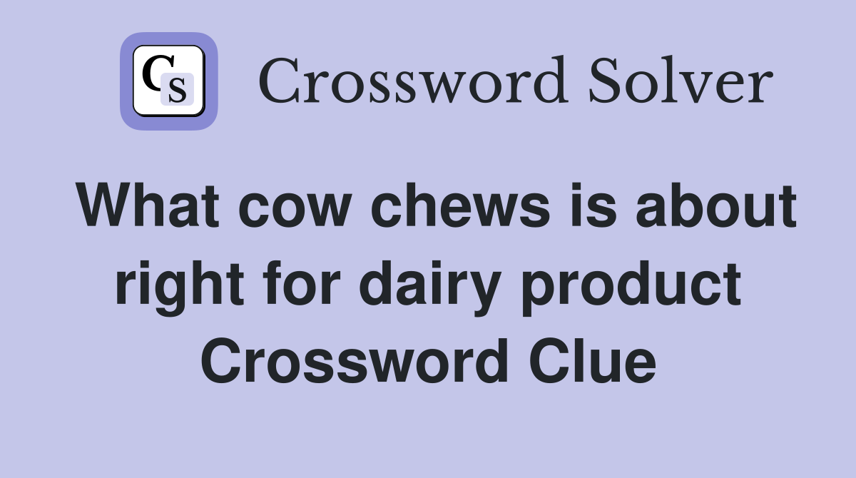 What cow chews is about right for dairy product Crossword Clue