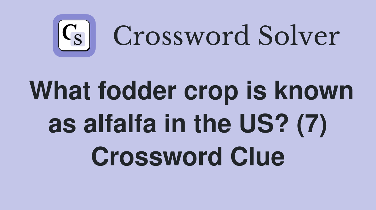 What fodder crop is known as alfalfa in the US? (7) Crossword Clue
