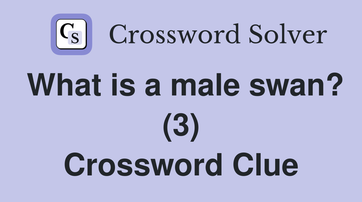 What is a male swan? (3) Crossword Clue