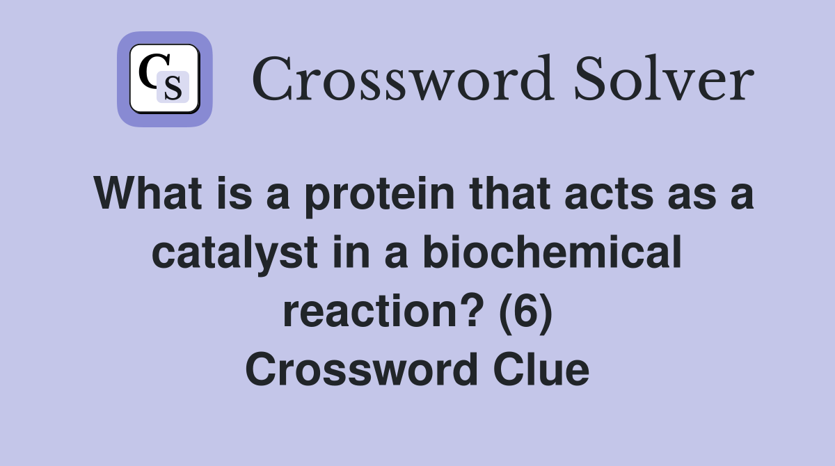 What is a protein that acts as a catalyst in a biochemical reaction? (6) Crossword Clue