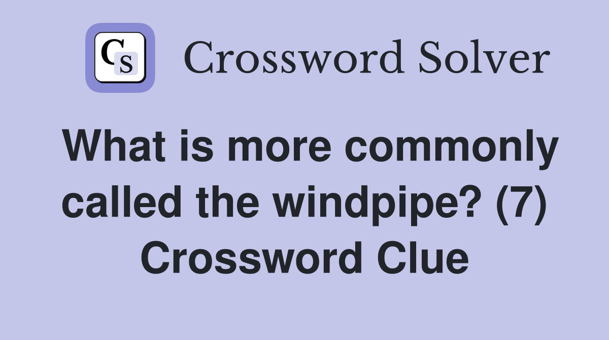 What is more commonly called the windpipe? (7) Crossword Clue