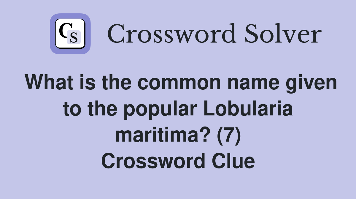 What is the common name given to the popular Lobularia maritima? (7) Crossword Clue