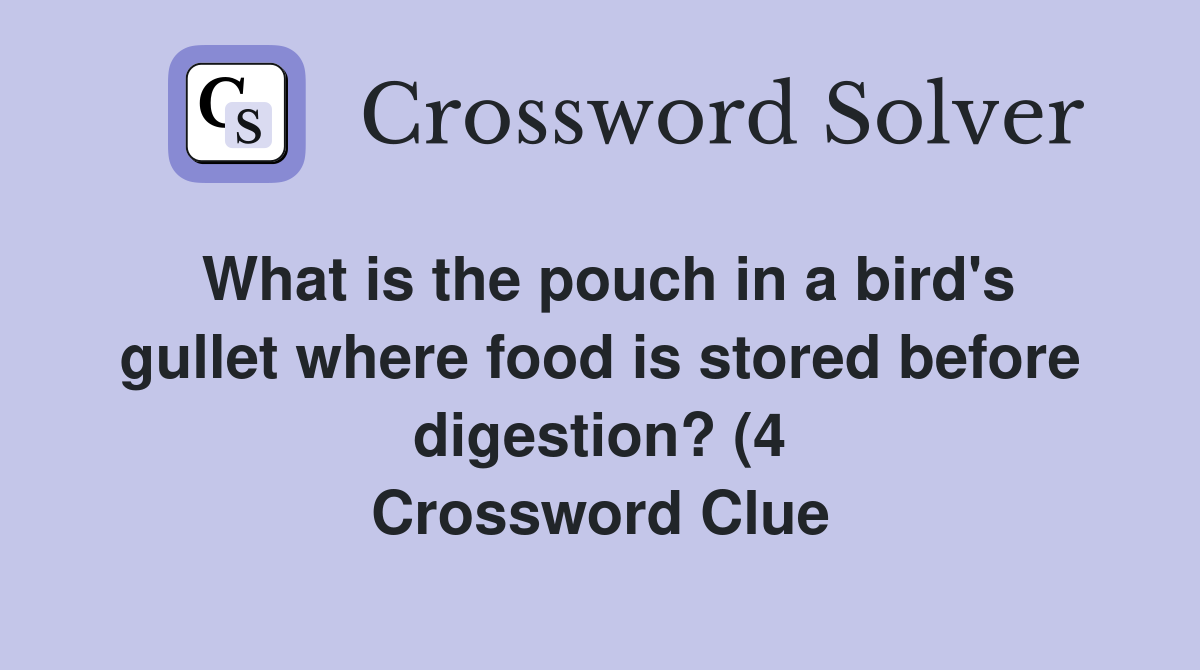 What is the pouch in a bird #39 s gullet where food is stored before What is the pouch in a bird #39 s gullet where food is stored before