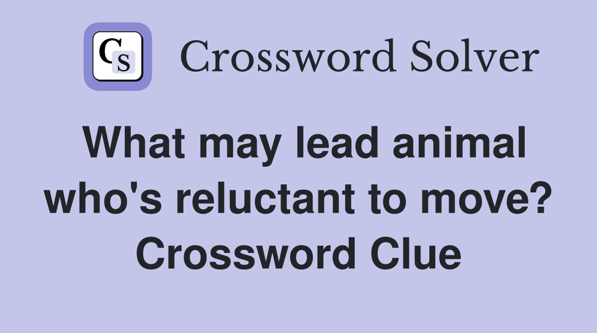 What may lead animal who's reluctant to move? Crossword Clue
