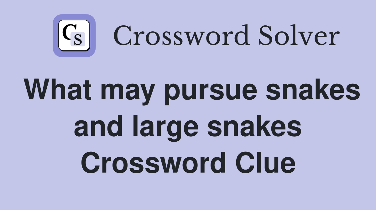 What may pursue snakes and large snakes Crossword Clue