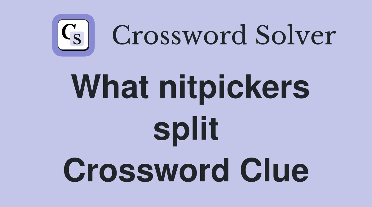What nitpickers split Crossword Clue