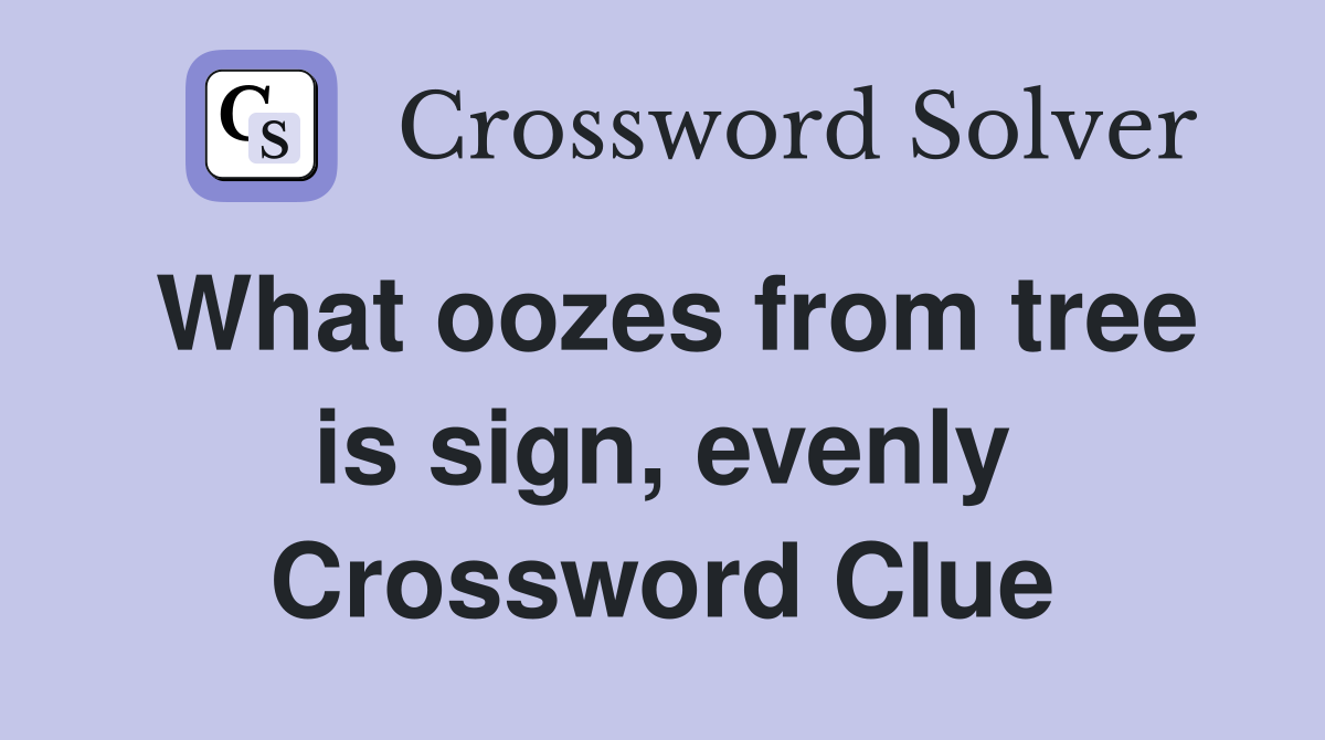 What oozes from tree is sign, evenly Crossword Clue