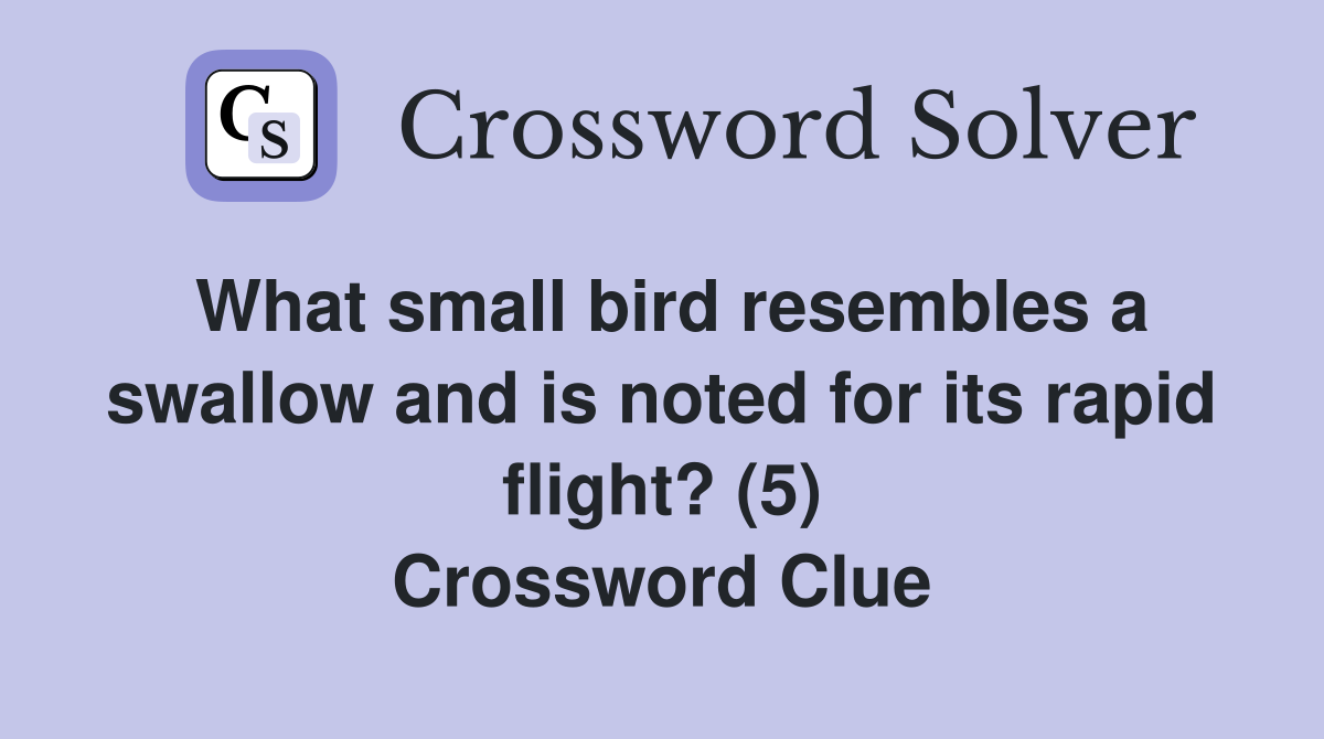 What small bird resembles a swallow and is noted for its rapid flight? (5) Crossword Clue