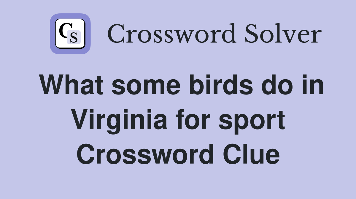 What some birds do in Virginia for sport Crossword Clue