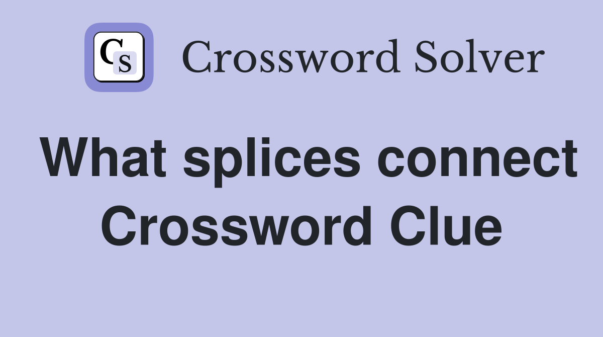 What splices connect Crossword Clue
