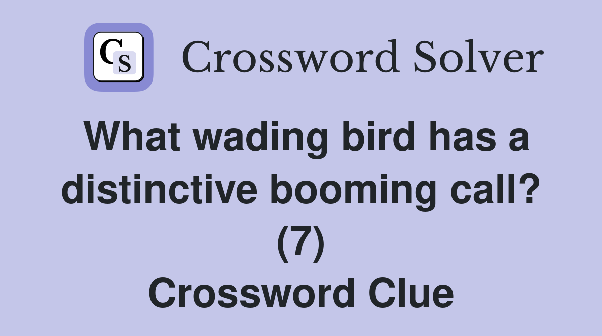 What wading bird has a distinctive booming call? (7) Crossword Clue