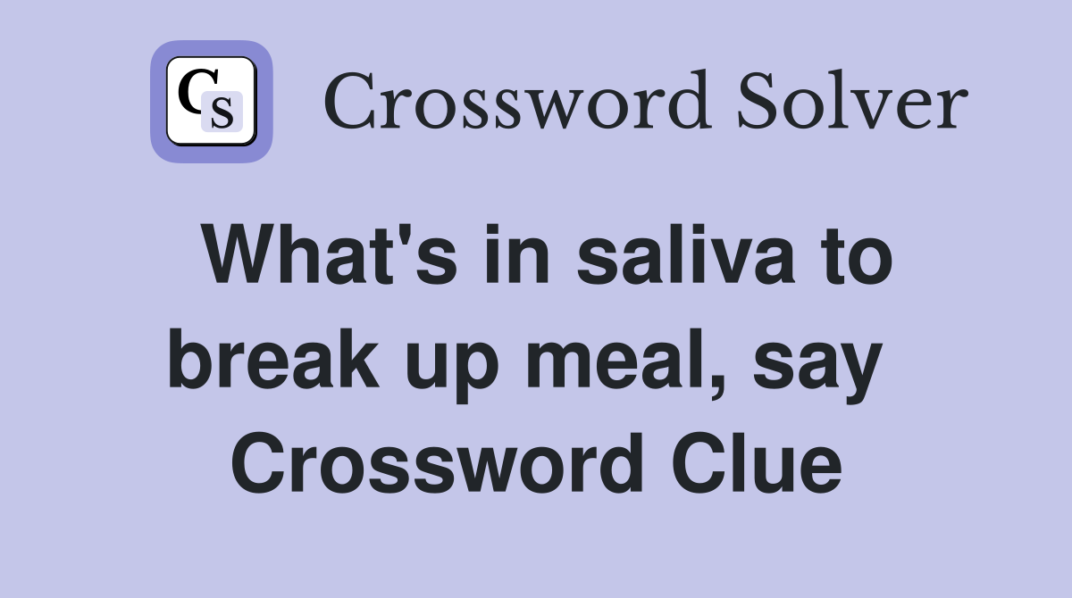 What's in saliva to break up meal, say  Crossword Clue