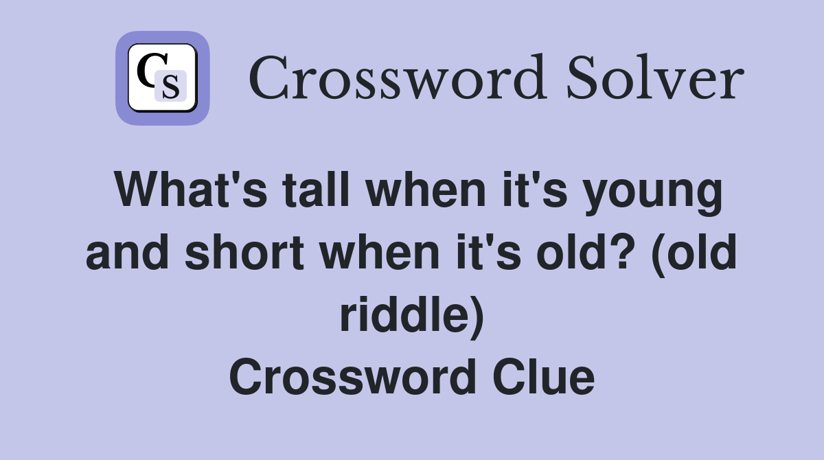 What's tall when it's young and short when it's old? (old riddle) Crossword Clue