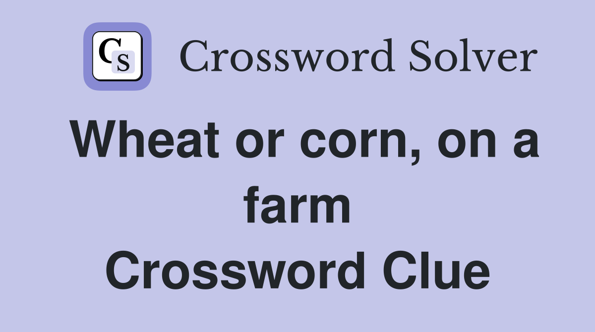Wheat or corn, on a farm Crossword Clue