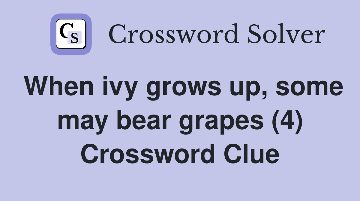 When ivy grows up, some may bear grapes (4) Crossword Clue