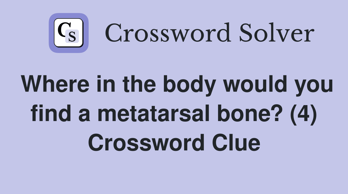 Where in the body would you find a metatarsal bone? (4) Crossword Clue