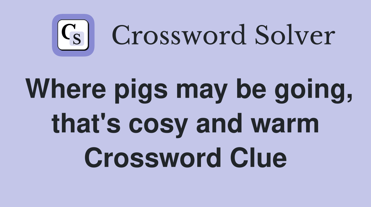 Where pigs may be going, that's cosy and warm Crossword Clue