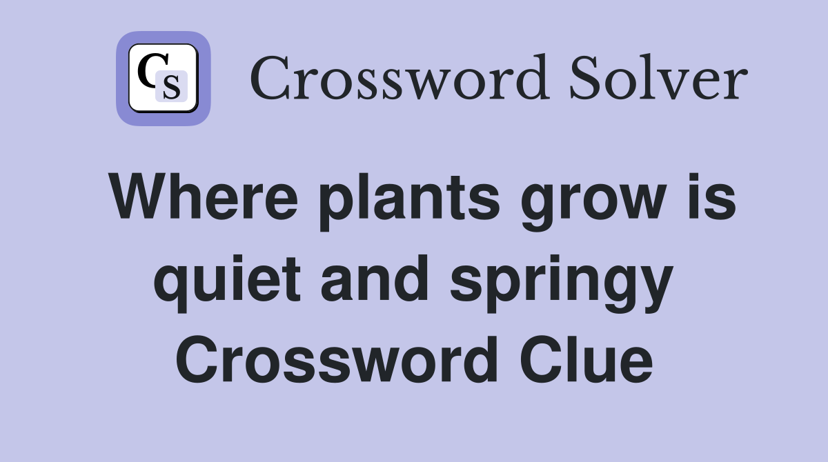 Where plants grow is quiet and springy Crossword Clue