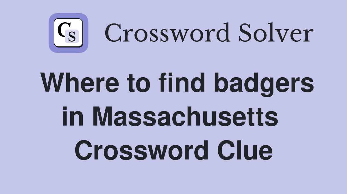 Where to find badgers in Massachusetts  Crossword Clue