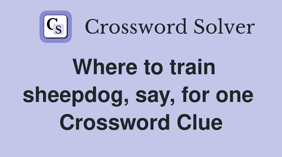 Where to train sheepdog, say, for one  Crossword Clue
