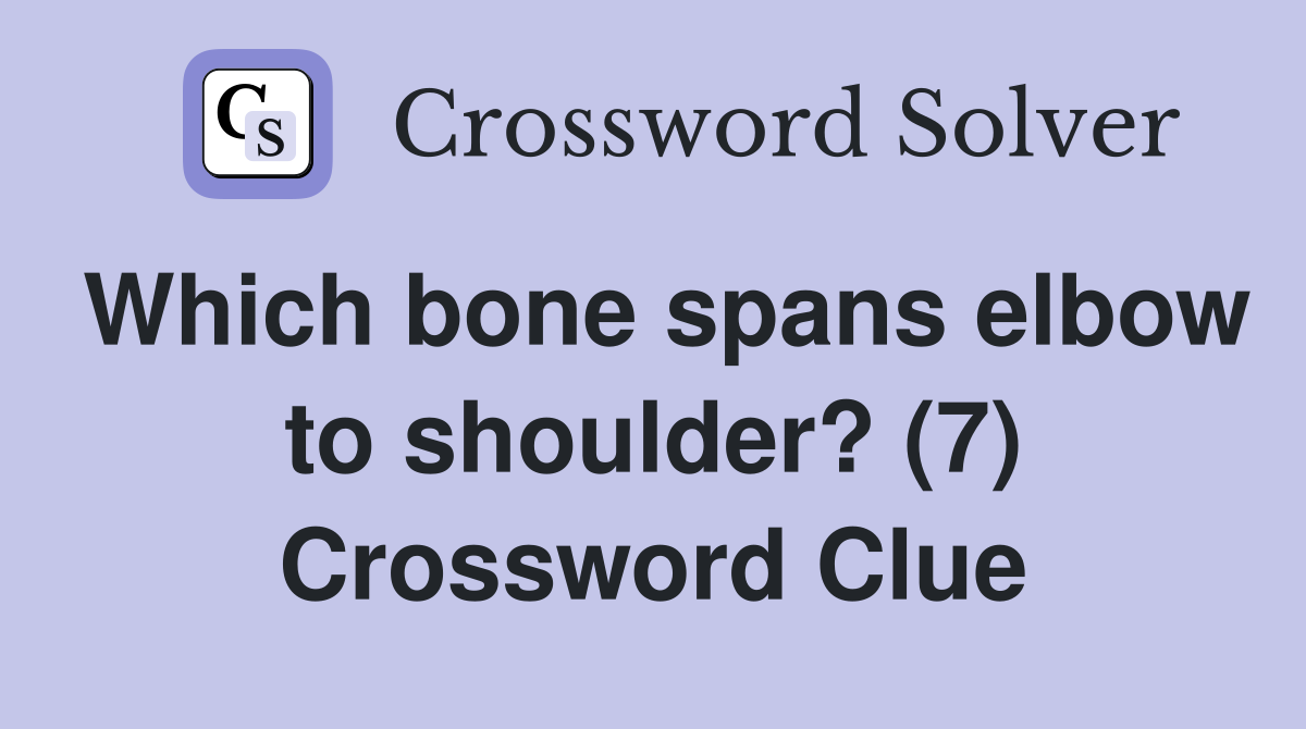Which bone spans elbow to shoulder? (7) Crossword Clue