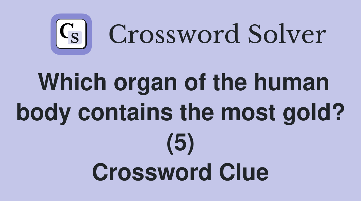 Which organ of the human body contains the most gold? (5) Crossword Clue
