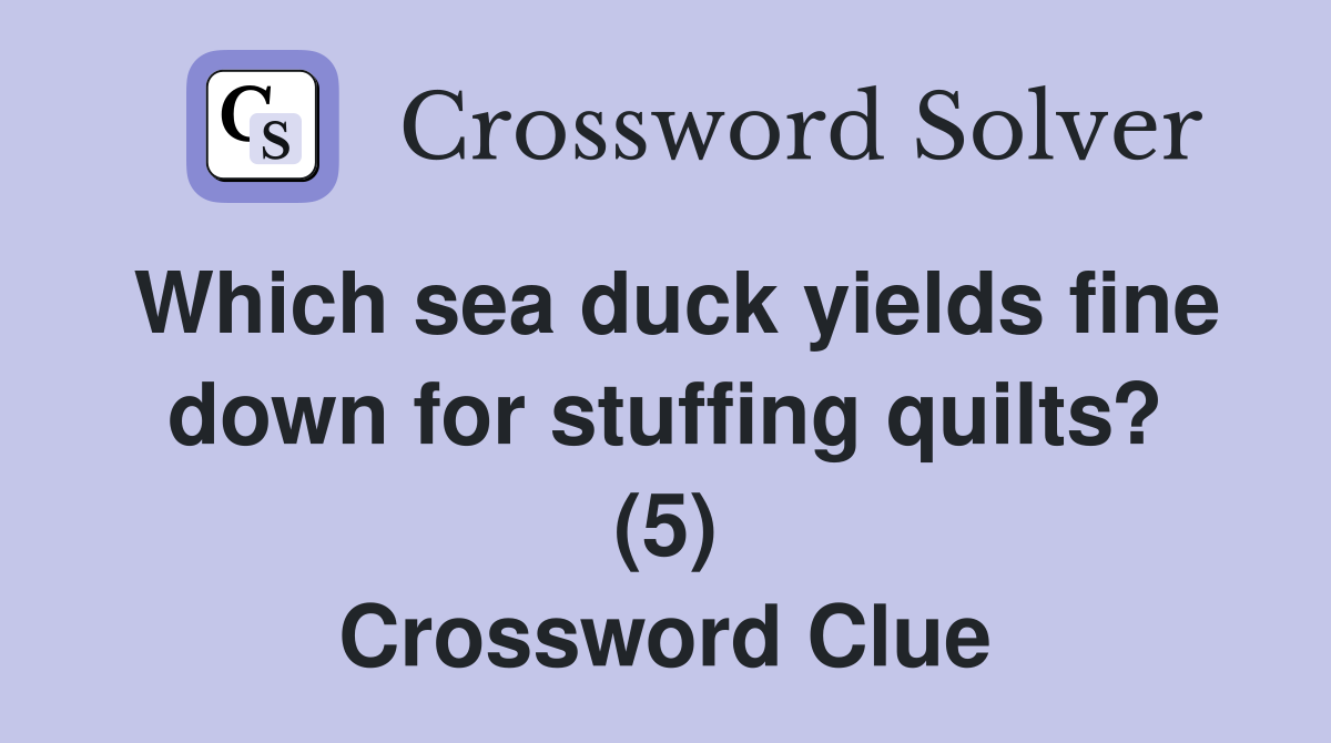 Which sea duck yields fine down for stuffing quilts? (5) Crossword Clue