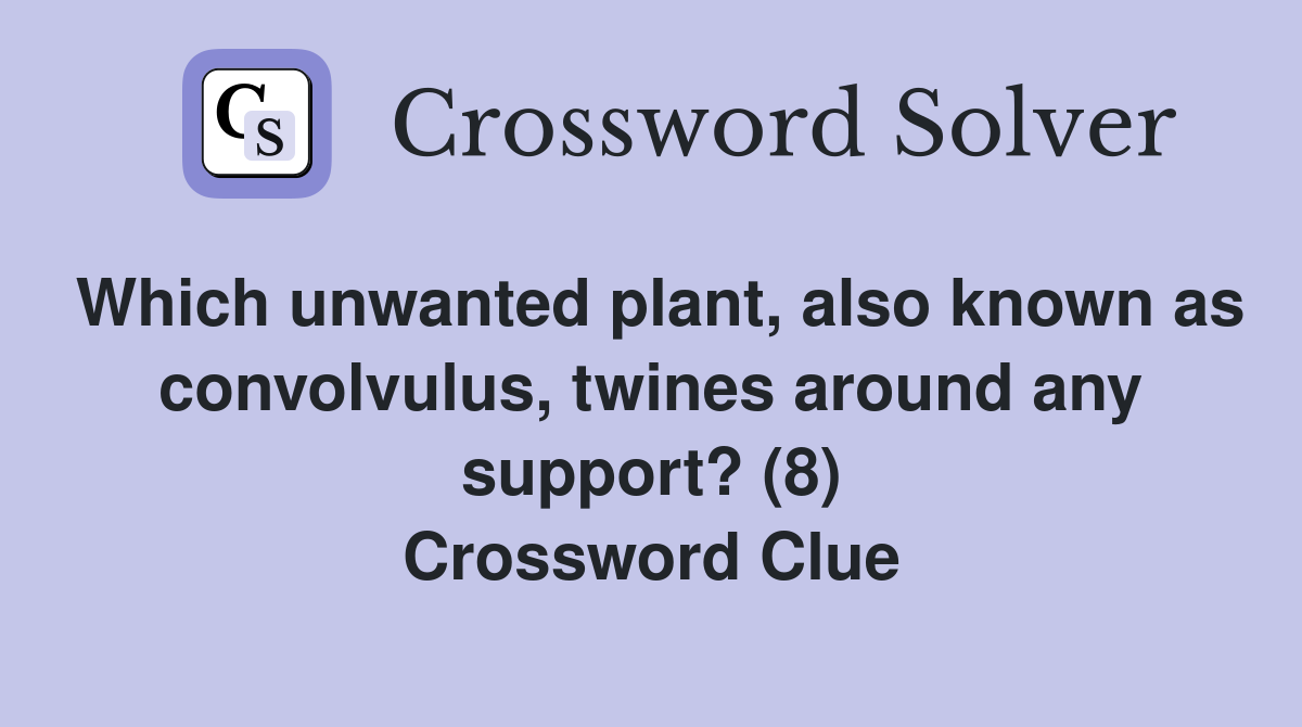 Which unwanted plant, also known as convolvulus, twines around any support? (8) Crossword Clue