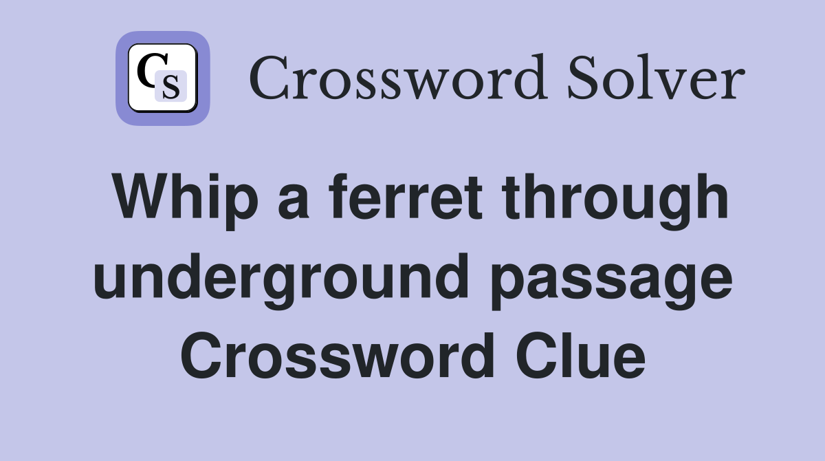 Whip a ferret through underground passage Crossword Clue