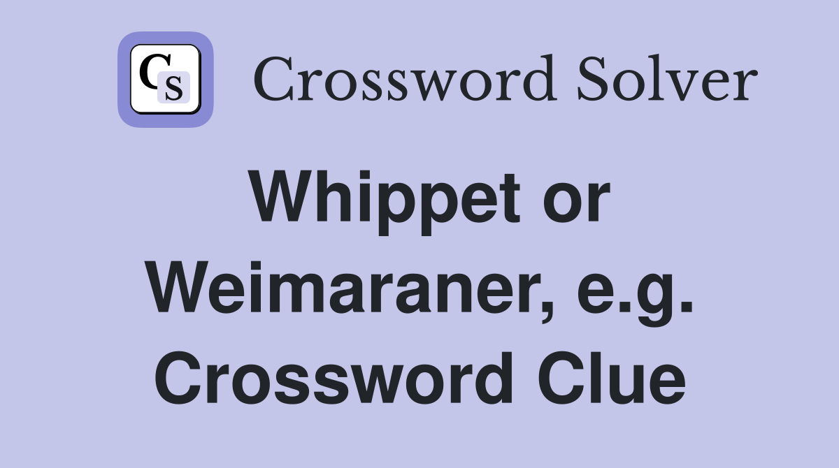Whippet or Weimaraner, e.g. Crossword Clue