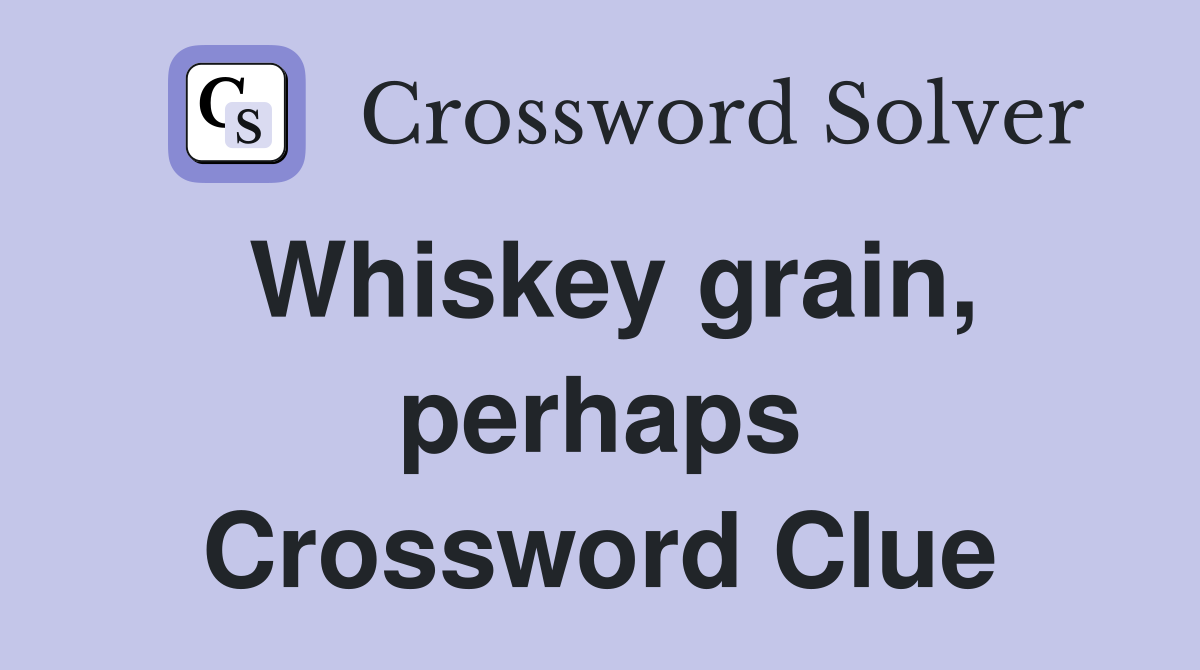 Whiskey grain, perhaps Crossword Clue
