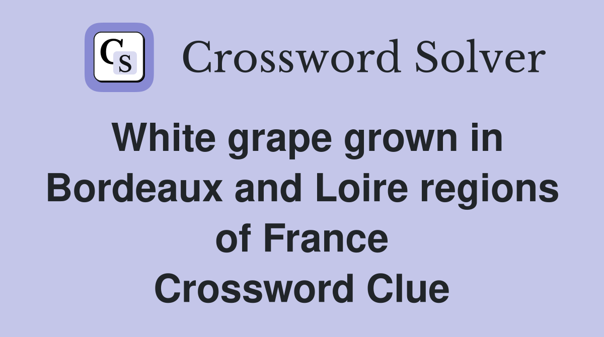 White grape grown in Bordeaux and Loire regions of France Crossword Clue