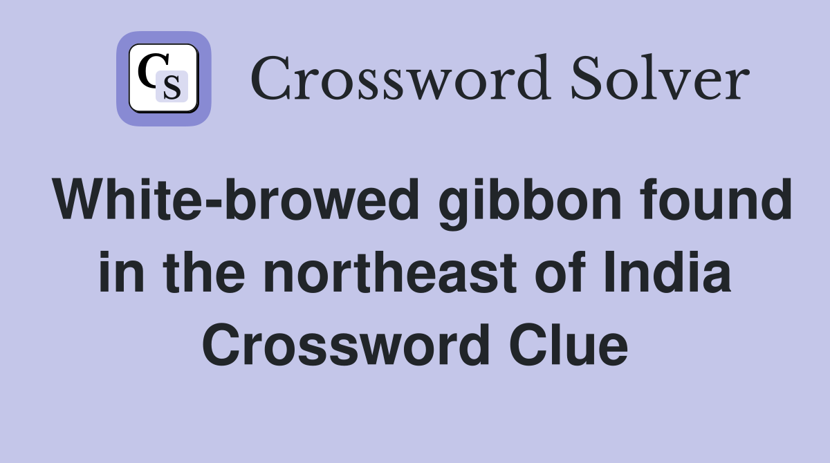 White-browed gibbon found in the northeast of India Crossword Clue