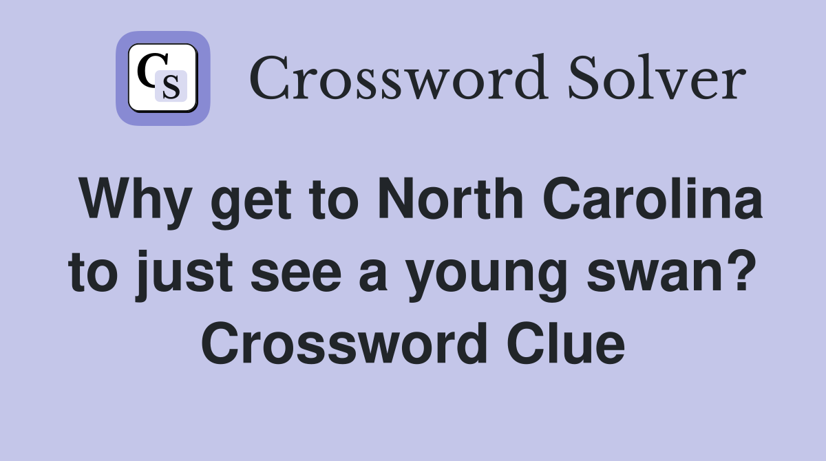 Why get to North Carolina to just see a young swan? Crossword Clue