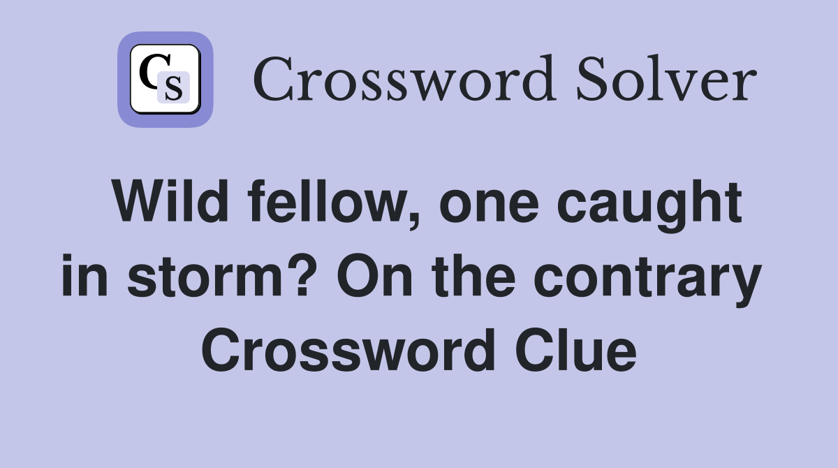 Wild fellow, one caught in storm? On the contrary  Crossword Clue