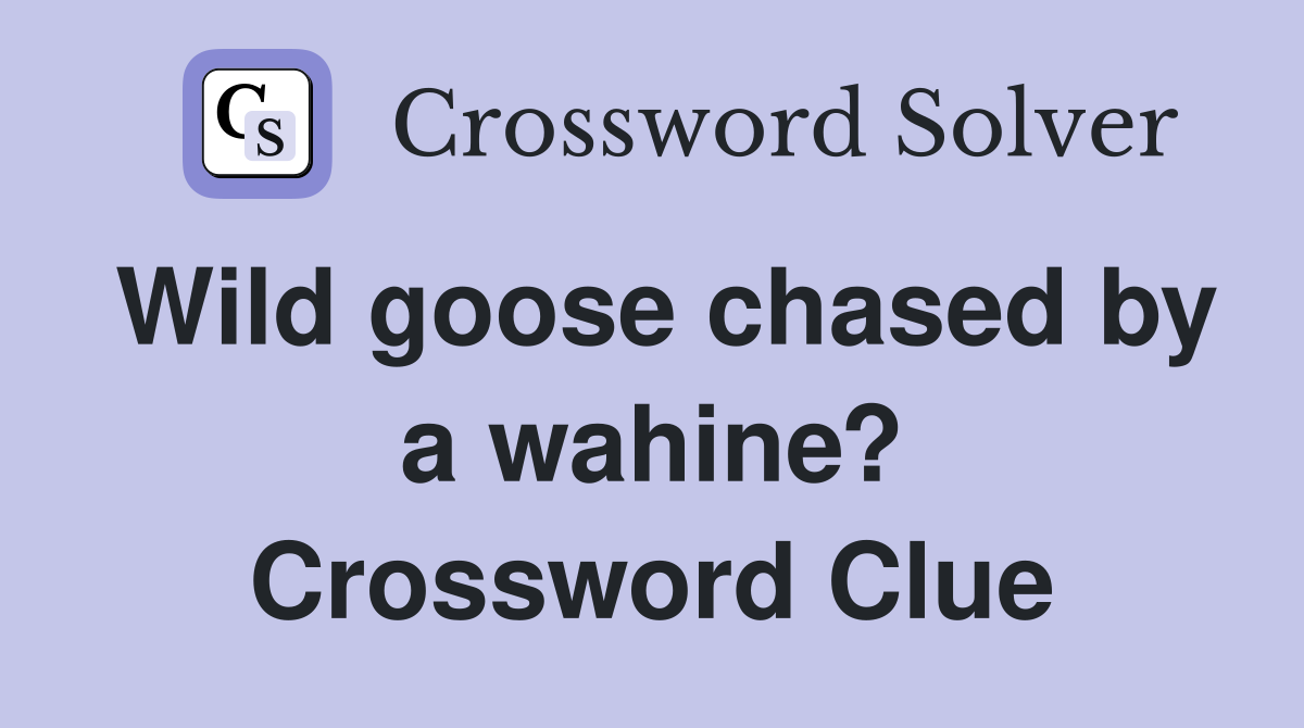 Wild goose chased by a wahine? Crossword Clue