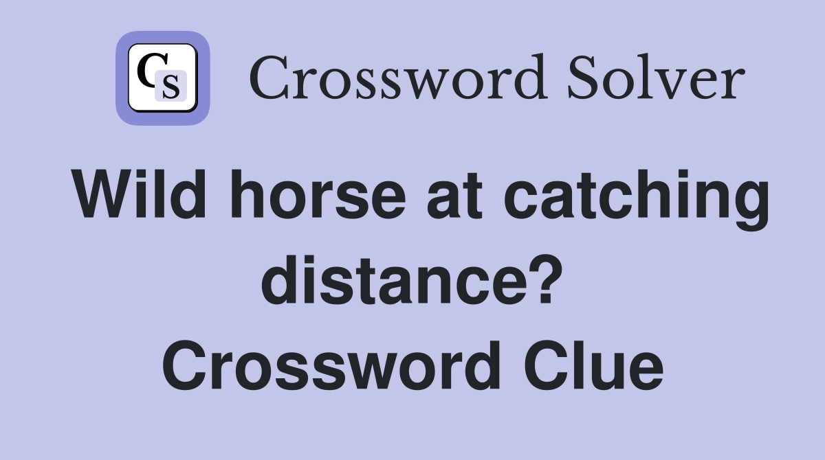 Wild horse at catching distance? Crossword Clue