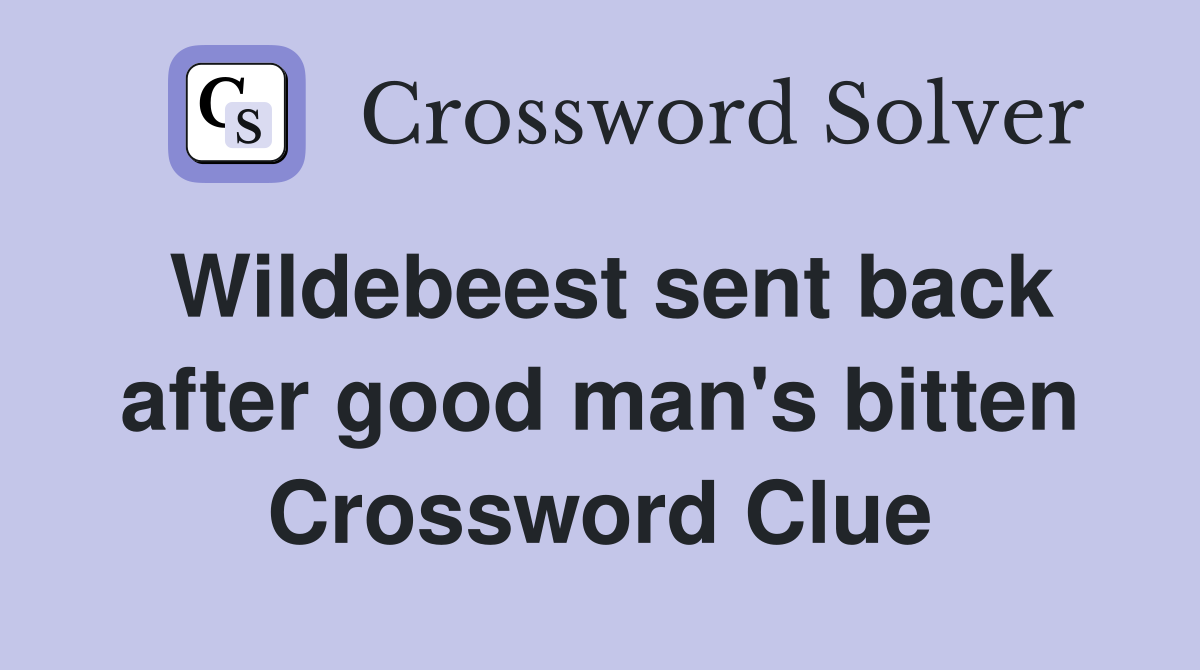Wildebeest sent back after good man's bitten Crossword Clue