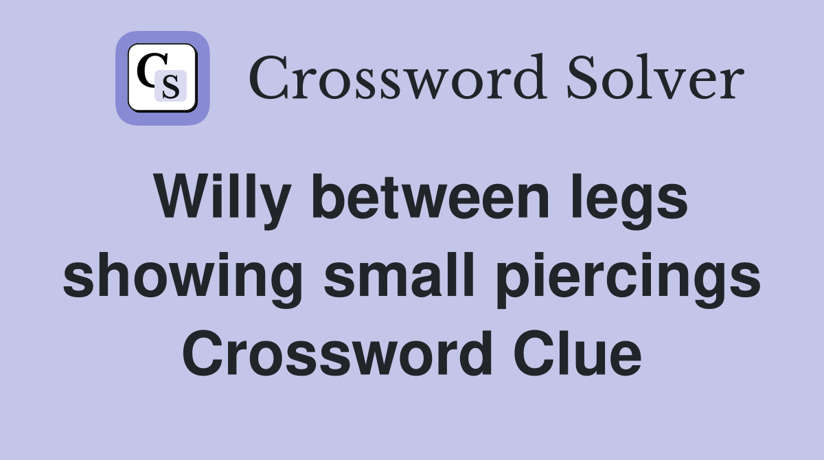 Willy between legs showing small piercings Crossword Clue
