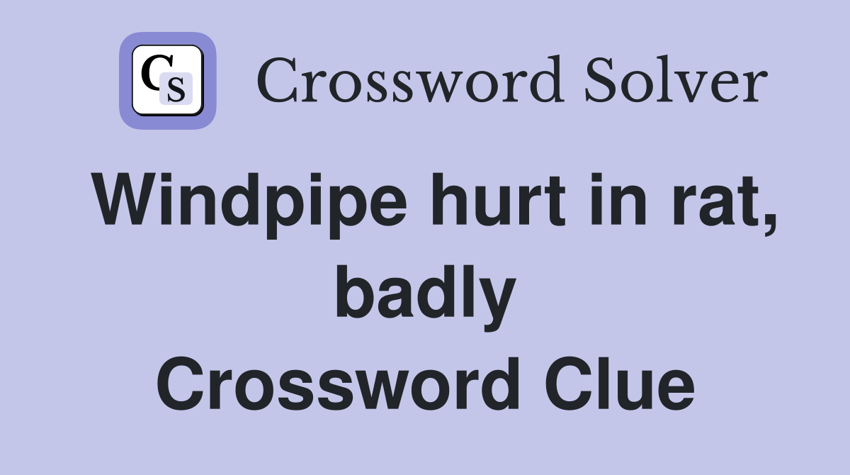 Windpipe hurt in rat, badly Crossword Clue
