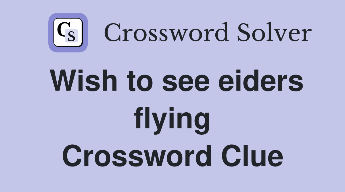 Wish to see eiders flying Crossword Clue